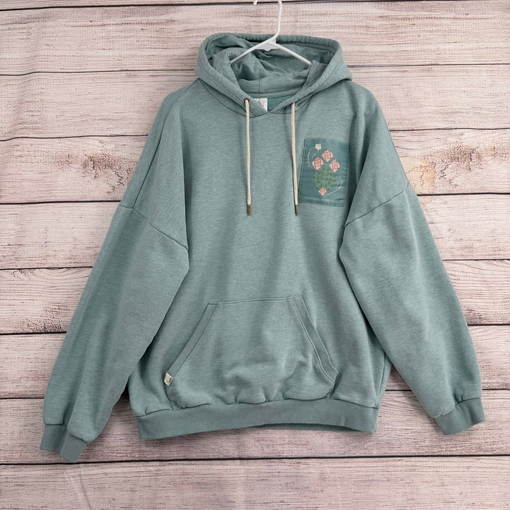Disney Wish Hoodie Women Medium Blue Rosas Kingdom of Wishes Graphic Pullover